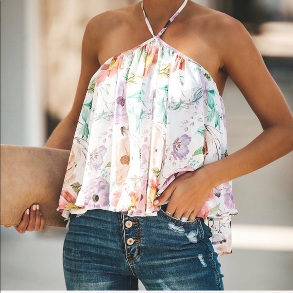 LAST ONE Water Lily Halter Top Vici - Picture 7 of 7